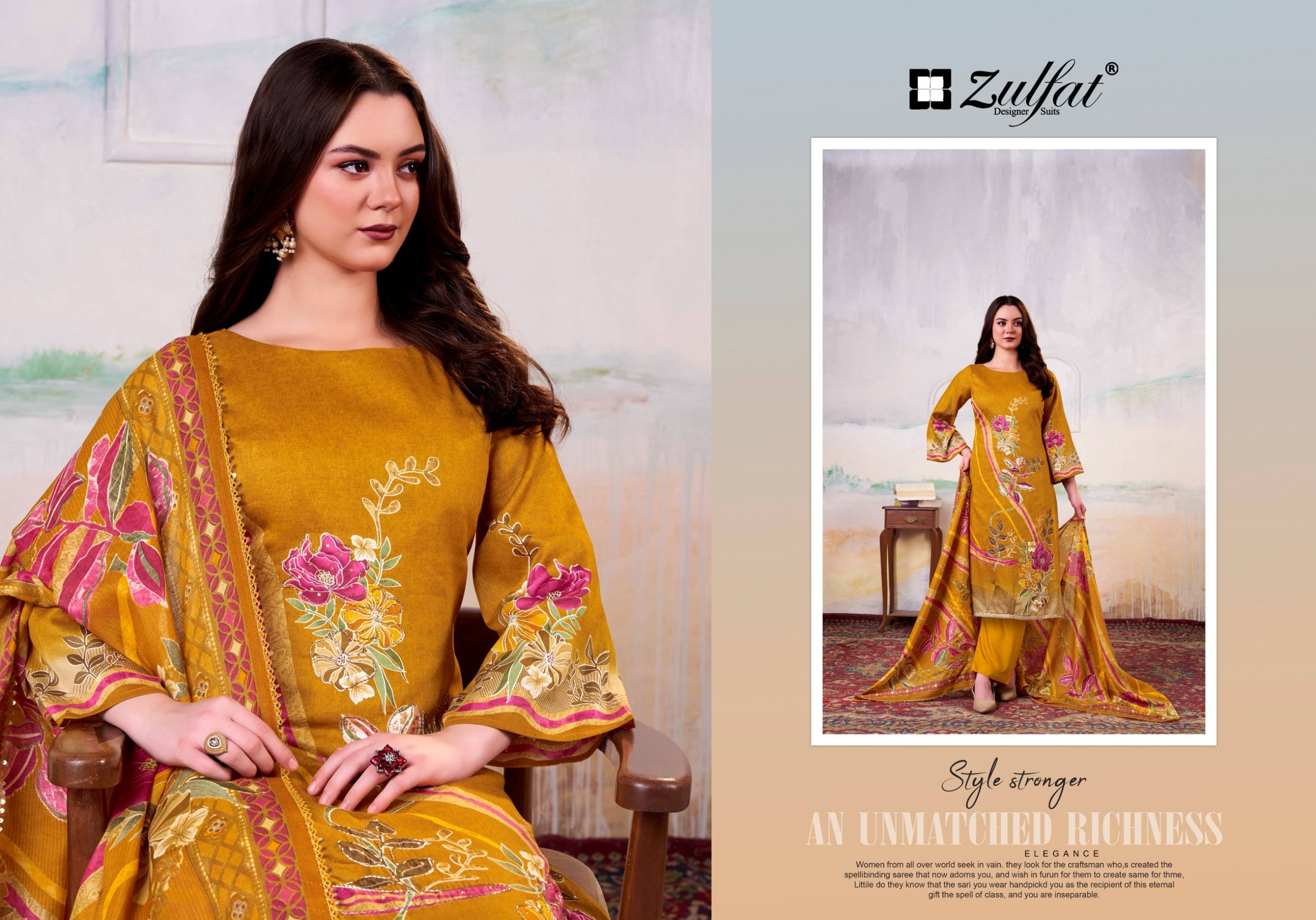 HAYAT BY Zulfat Designer 681-001 TO 681-001 SERIES Pakistani Stylish Embroidered Pure Jam Cotton Dresses At Wholesale Price